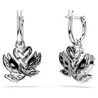 Swan drop earrings, Swan, Black, Mixed metal finish by SWAROVSKI
