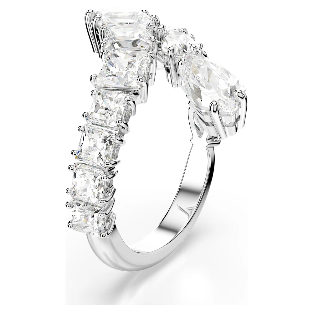 Matrix ring, Mixed cuts, White, Rhodium plated by SWAROVSKI