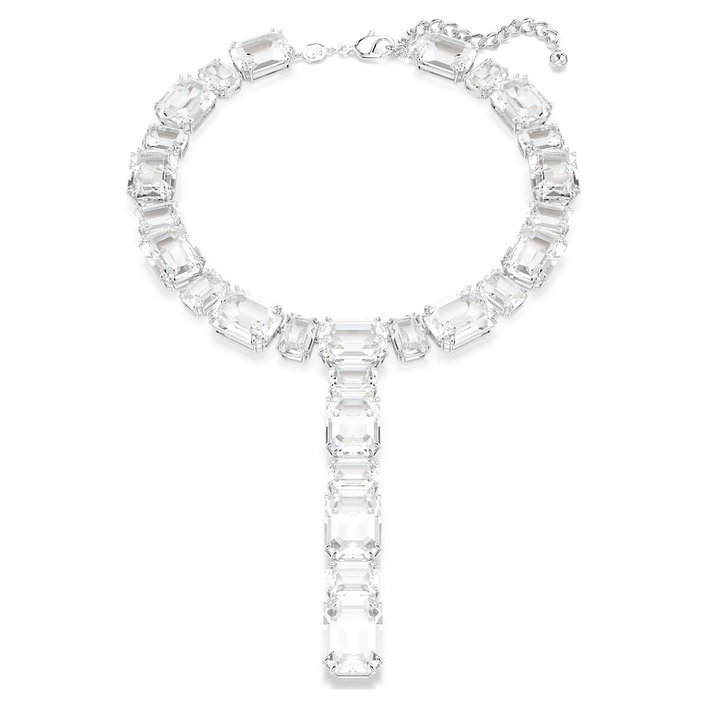 Millenia necklace, Mixed cuts, White, Rhodium plated by SWAROVSKI