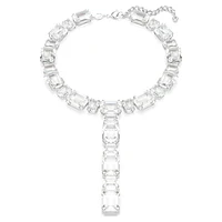 Millenia necklace, Mixed cuts, White, Rhodium plated by SWAROVSKI