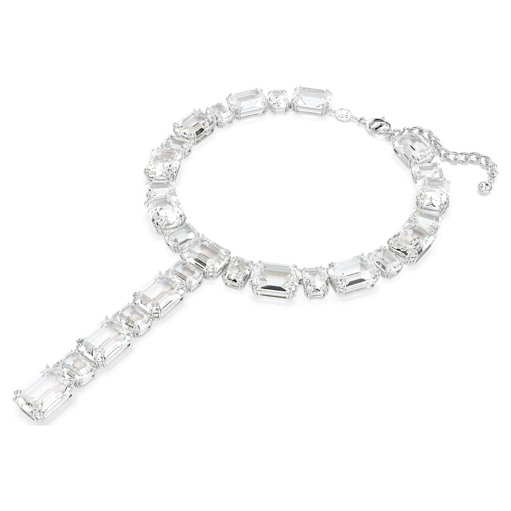 Millenia necklace, Mixed cuts, White, Rhodium plated by SWAROVSKI