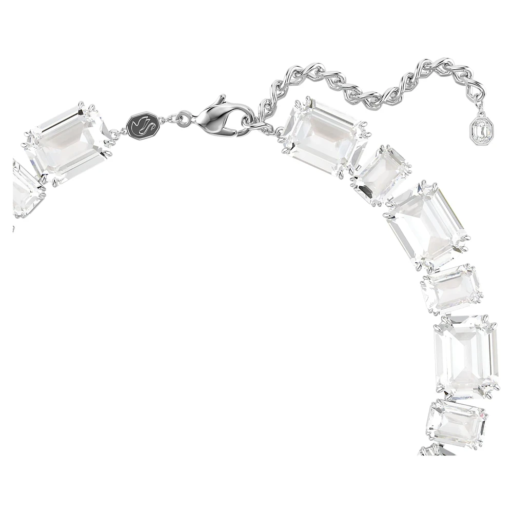 Millenia necklace, Mixed cuts, White, Rhodium plated by SWAROVSKI