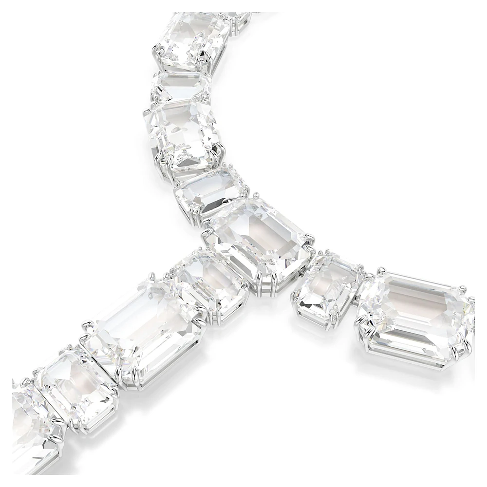 Millenia necklace, Mixed cuts, White, Rhodium plated by SWAROVSKI