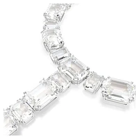 Millenia necklace, Mixed cuts, White, Rhodium plated by SWAROVSKI