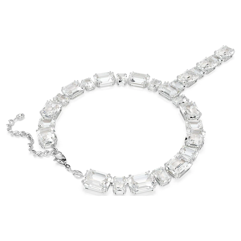 Millenia necklace, Mixed cuts, White, Rhodium plated by SWAROVSKI