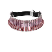 Matrix choker, Baguette cut, Pink, Rhodium plated by SWAROVSKI