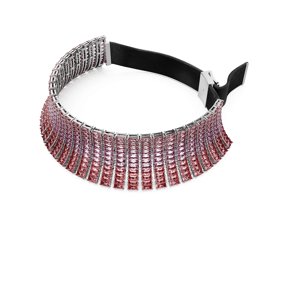 Matrix choker, Baguette cut, Pink, Rhodium plated by SWAROVSKI