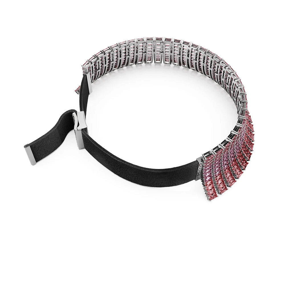 Matrix choker, Baguette cut, Pink, Rhodium plated by SWAROVSKI