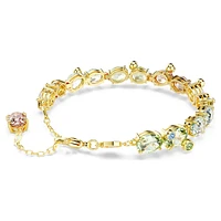 Gema Tennis bracelet, Mixed cuts, Multicoloured, Gold-tone plated by SWAROVSKI