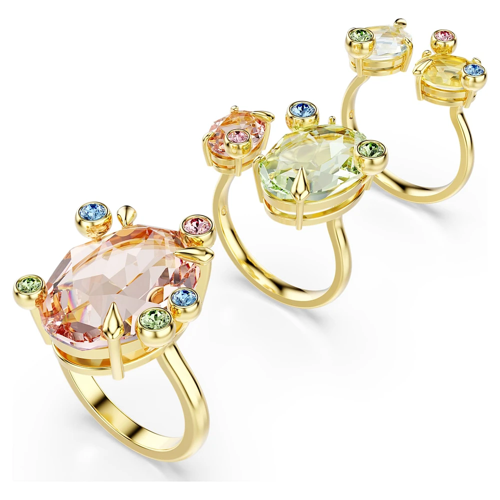 Gema ring, Set (3), Mixed cuts, Multicoloured, Gold-tone plated by SWAROVSKI
