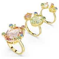 Gema ring, Set (3), Mixed cuts, Multicoloured, Gold-tone plated by SWAROVSKI