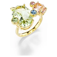 Gema ring, Set (3), Mixed cuts, Multicoloured, Gold-tone plated by SWAROVSKI