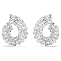 Matrix hoop earrings, Mixed round cuts, White, Rhodium plated by SWAROVSKI
