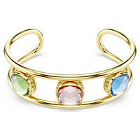 Chroma cuff, Cushion cut, Multicoloured, Gold-tone plated by SWAROVSKI
