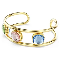 Chroma cuff, Cushion cut, Multicoloured, Gold-tone plated by SWAROVSKI