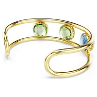 Chroma cuff, Cushion cut, Multicoloured, Gold-tone plated by SWAROVSKI