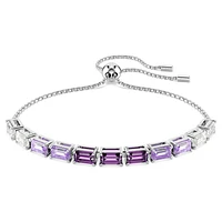 Matrix Tennis bracelet, Baguette cut, Purple, Rhodium plated by SWAROVSKI