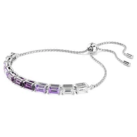Matrix Tennis bracelet, Baguette cut, Purple, Rhodium plated by SWAROVSKI