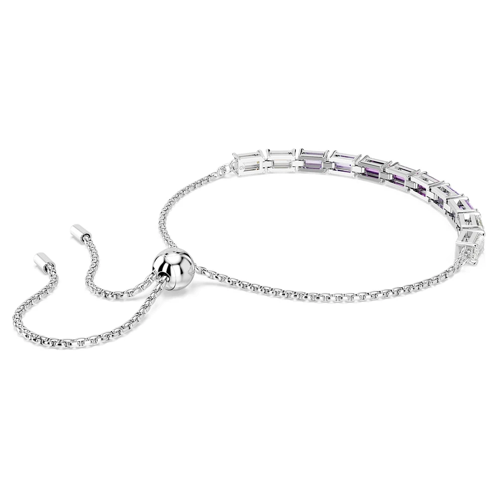Matrix Tennis bracelet, Baguette cut, Purple, Rhodium plated by SWAROVSKI