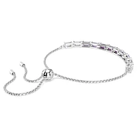 Matrix Tennis bracelet, Baguette cut, Purple, Rhodium plated by SWAROVSKI