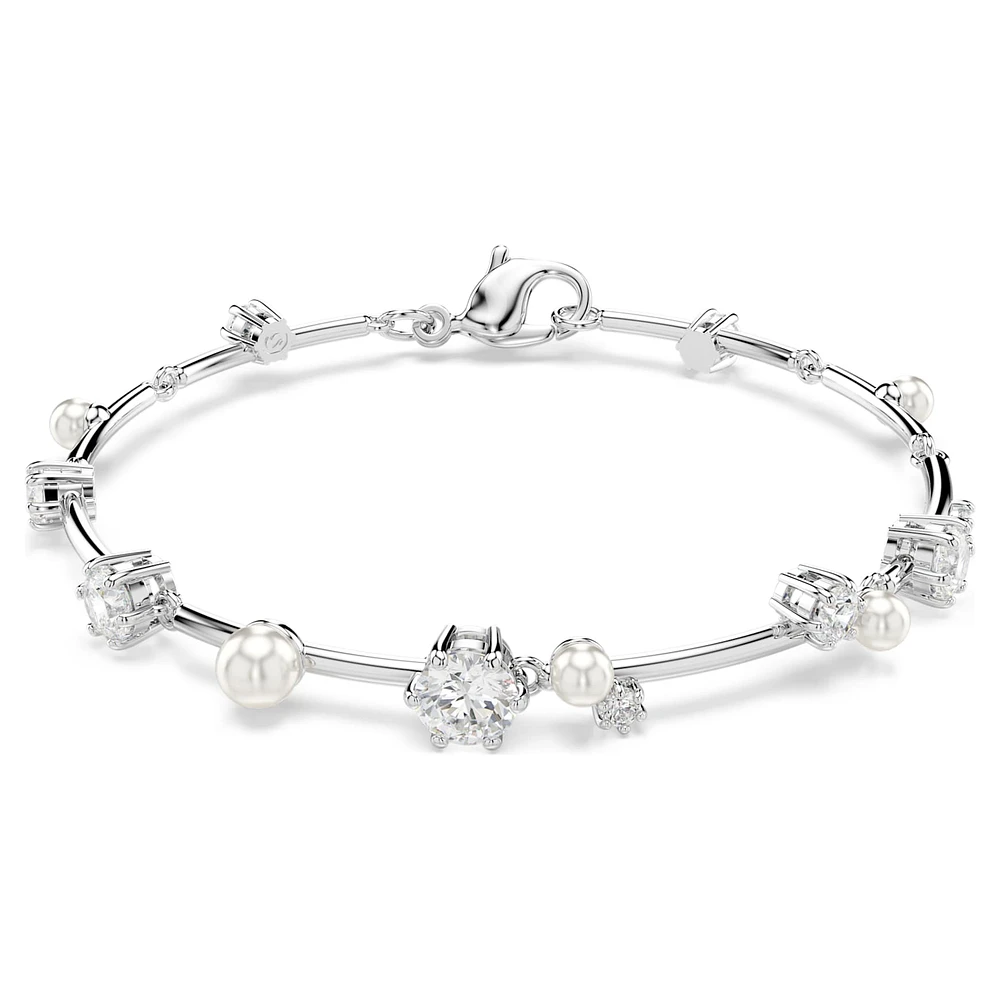 Constella Tennis bracelet, Crystal pearl, Round cuts, White