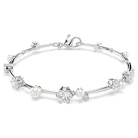 Constella Tennis bracelet, Crystal pearl, Round cuts, White