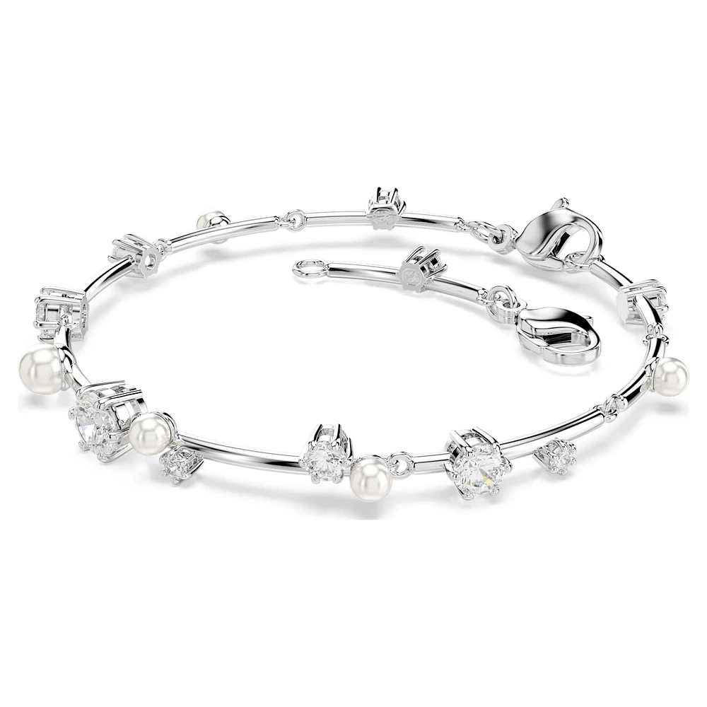 Constella Tennis bracelet, Crystal pearl, Round cuts, White