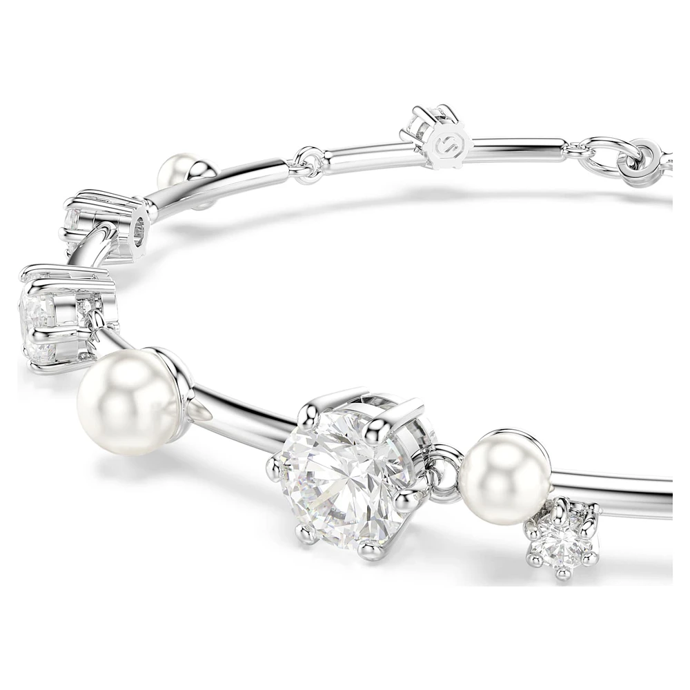 Constella Tennis bracelet, Crystal pearl, Round cuts, White