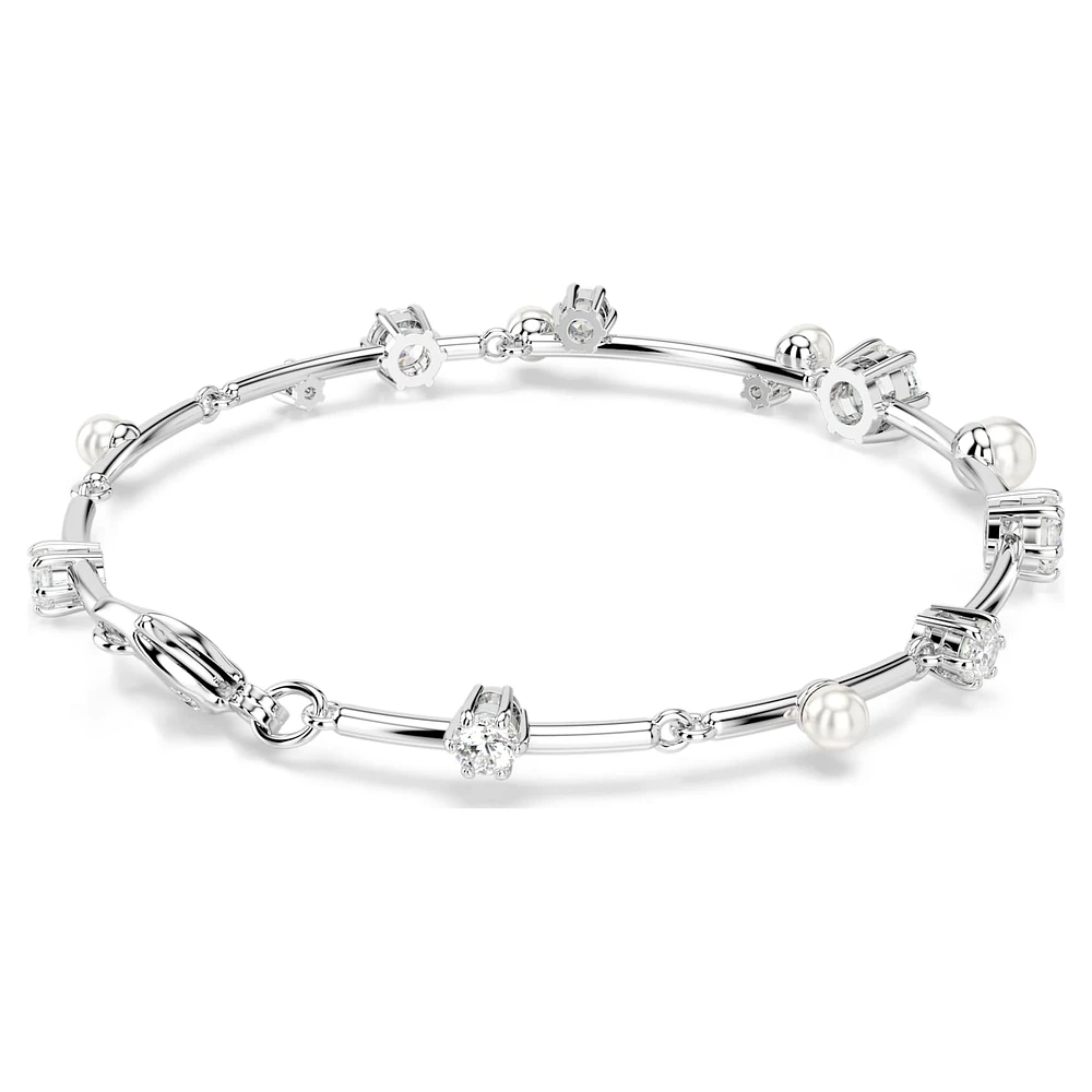 Constella Tennis bracelet, Crystal pearl, Round cuts, White