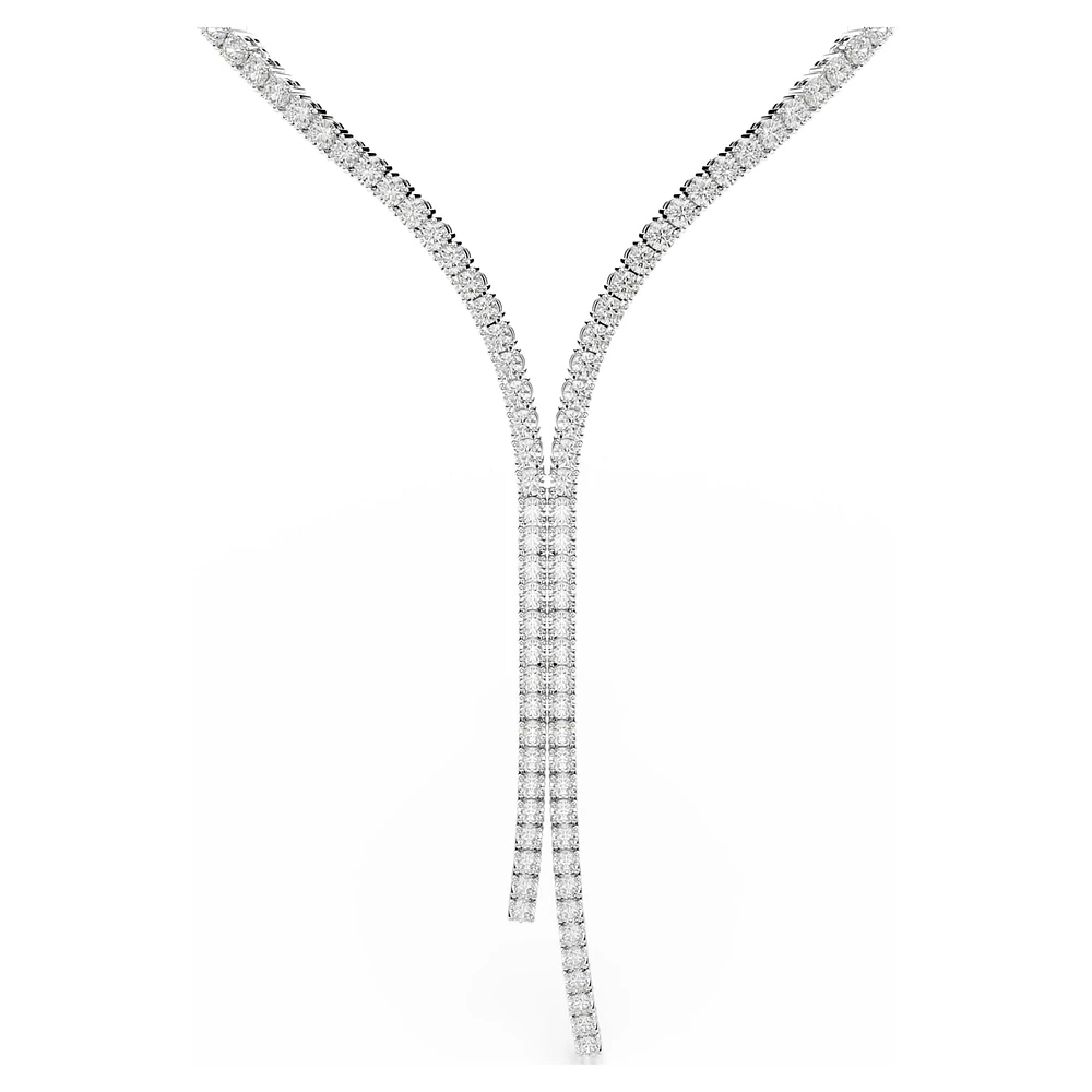Matrix Y necklace, Round cut, White, Rhodium plated by SWAROVSKI