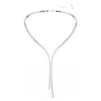 Matrix Y necklace, Round cut, White, Rhodium plated by SWAROVSKI