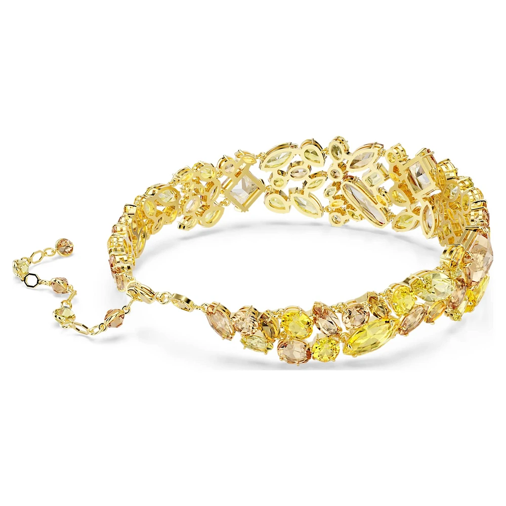 Gema choker, Mixed cuts, Yellow, Gold-tone plated by SWAROVSKI