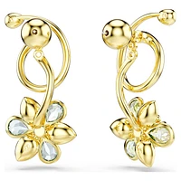 Idyllia drop earrings, Asymmetrical design, Mixed cuts, Flower, Multicolored, Gold-tone plated by SWAROVSKI