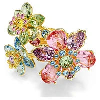 Idyllia ring, Mixed cuts, Flower, Multicoloured, Gold-tone plated by SWAROVSKI