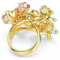 Idyllia ring, Mixed cuts, Flower, Multicolored, Gold-tone plated by SWAROVSKI