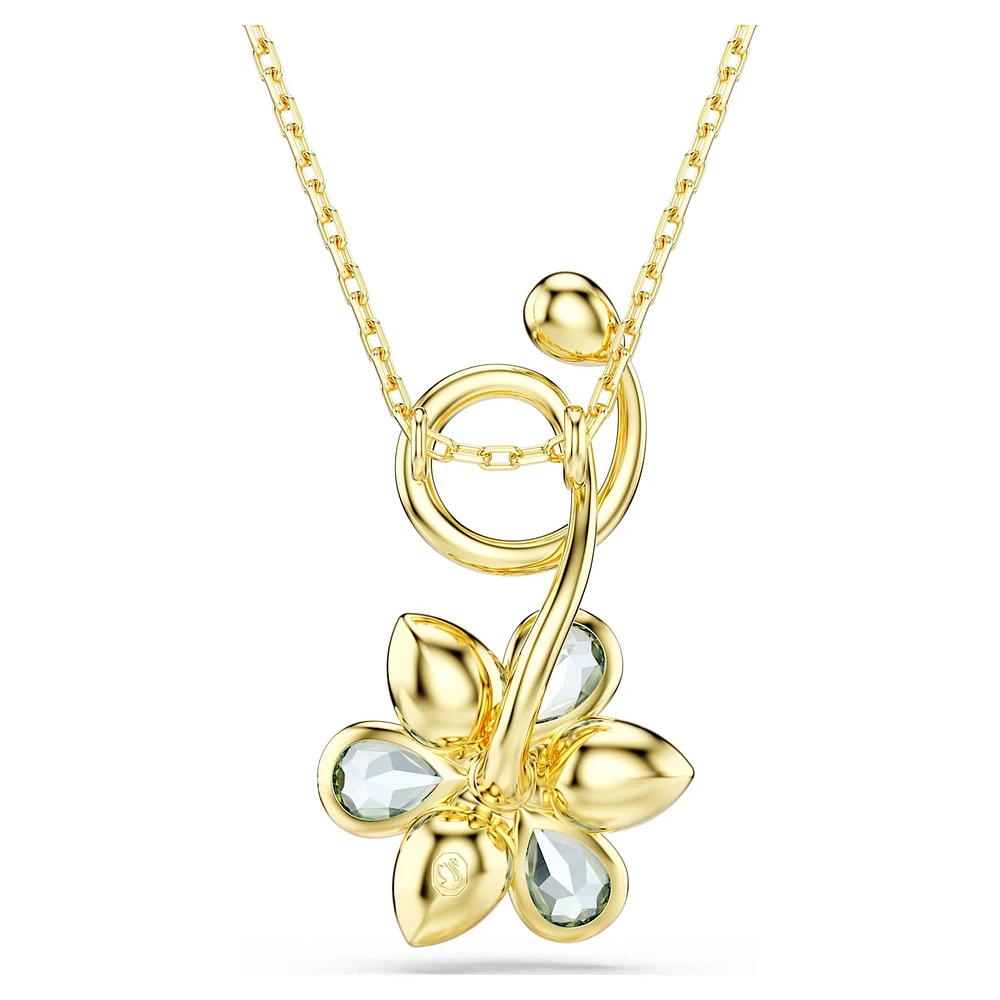 Idyllia pendant, Mixed cuts, Flower, Blue, Gold-tone plated by SWAROVSKI