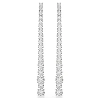 Matrix drop earrings, Gradient of round cuts, White, Rhodium plated by SWAROVSKI
