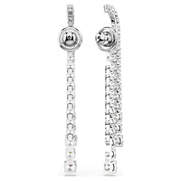 Matrix drop earrings, Gradient of round cuts, White, Rhodium plated by SWAROVSKI