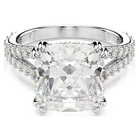 Stilla ring, Square cut, White, Silver-tone finish by SWAROVSKI