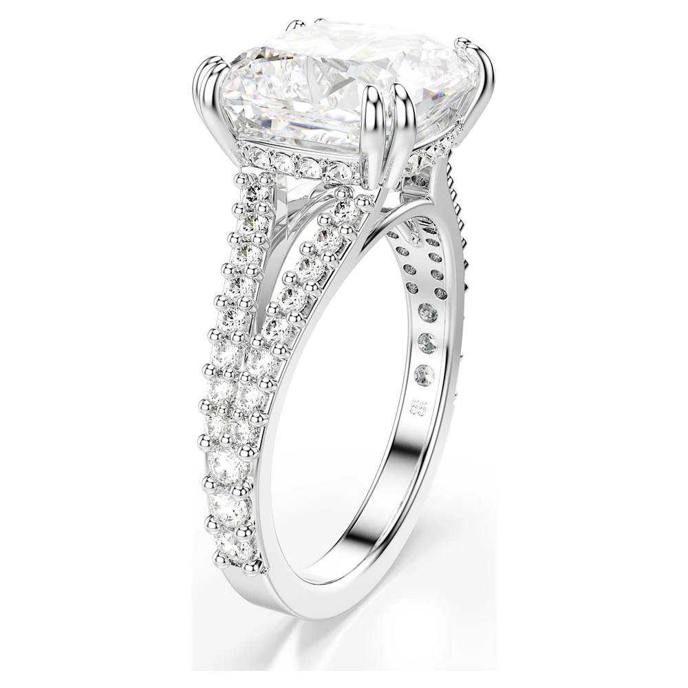 Stilla ring, Square cut, White, Silver-tone finish by SWAROVSKI