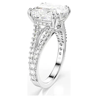 Stilla ring, Square cut, White, Silver-tone finish by SWAROVSKI