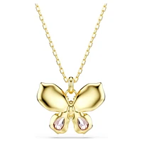 Idyllia pendant, Mixed cuts, Pavé, Butterfly, Multicoloured, Gold-tone plated by SWAROVSKI
