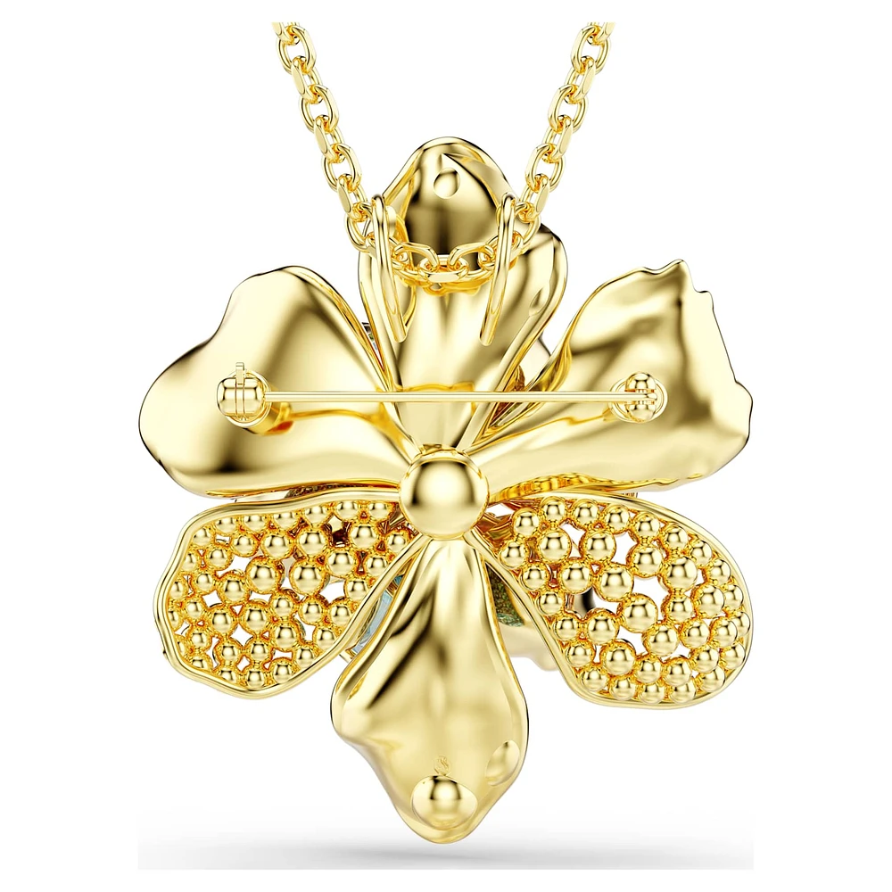 Idyllia pendant and brooch, Mixed cuts, Pavé, Flower, Multicoloured, Gold-tone plated by SWAROVSKI