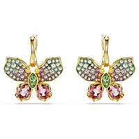 Idyllia drop earrings, Mixed cuts, Pavé, Butterfly, Multicolored, Gold-tone plated by SWAROVSKI