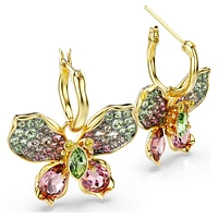 Idyllia drop earrings, Mixed cuts, Pavé, Butterfly, Multicolored, Gold-tone plated by SWAROVSKI