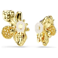 Idyllia clip earrings, Asymmetrical design, Mixed cuts, Pavé, Flower, Multicolored, Gold-tone plated by SWAROVSKI