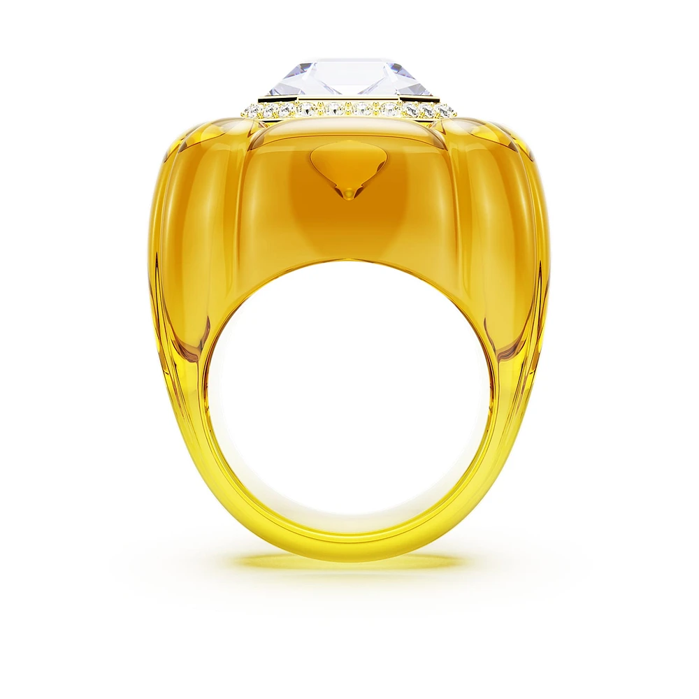 Dulcis cocktail ring, Cushion cut, Pavé, Yellow by SWAROVSKI