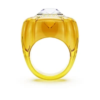 Dulcis cocktail ring, Cushion cut, Pavé, Yellow by SWAROVSKI