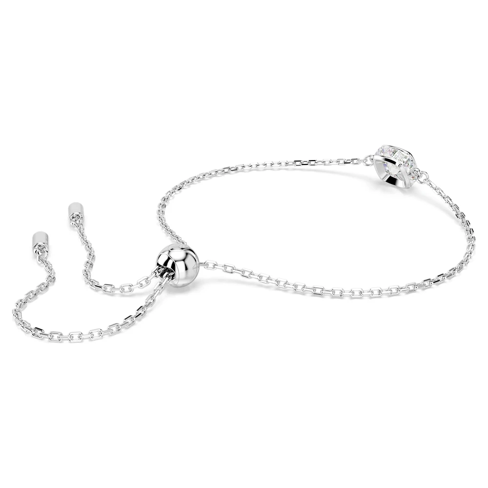 Birthstone bracelet, Square cut, April, White, Rhodium plated by SWAROVSKI