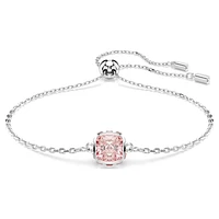 Birthstone bracelet, Square cut, June, Pink, Rhodium plated by SWAROVSKI